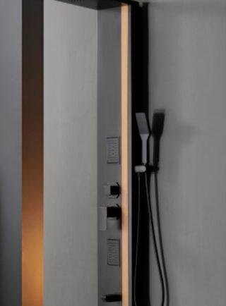 Columna de Ducha Hidromasaje Premium AquaSteel Pro con Bluetooth, Panel Multifunción y Efecto Lluvia - Super Ceramic Colombia