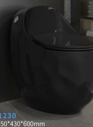Inodoro One Piece Negro Brillante con Diseño Facetado Moderno - Super Ceramic Colombia
