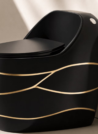 Inodoro One Piece Negro Carrara Brillante con Diseño Facetado - Super Ceramic Colombia