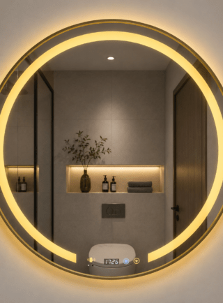 Espejo LED Redondo Inteligente 80x80 cm con Bluetooth y Antiempañante - Super Ceramic Colombia