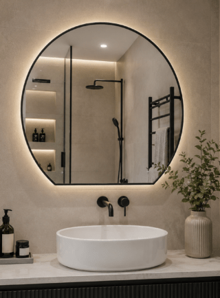 Espejo Inteligente LED Bluetooth 50x90 cm Antiempañante con Reloj Digital y Luz Tricolor - Super Ceramic Colombia