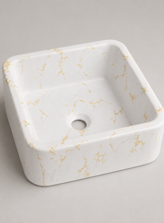 Lavamanos Cuadrado de sobreponer - Mármol Etéreo (Ref. BSA2807) - Super Ceramic Colombia