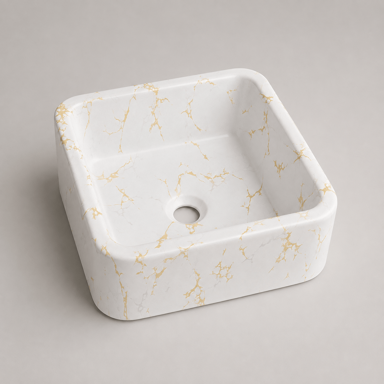 Lavamanos Cuadrado de sobreponer - Mármol Etéreo (Ref. BSA2807) - Super Ceramic Colombia