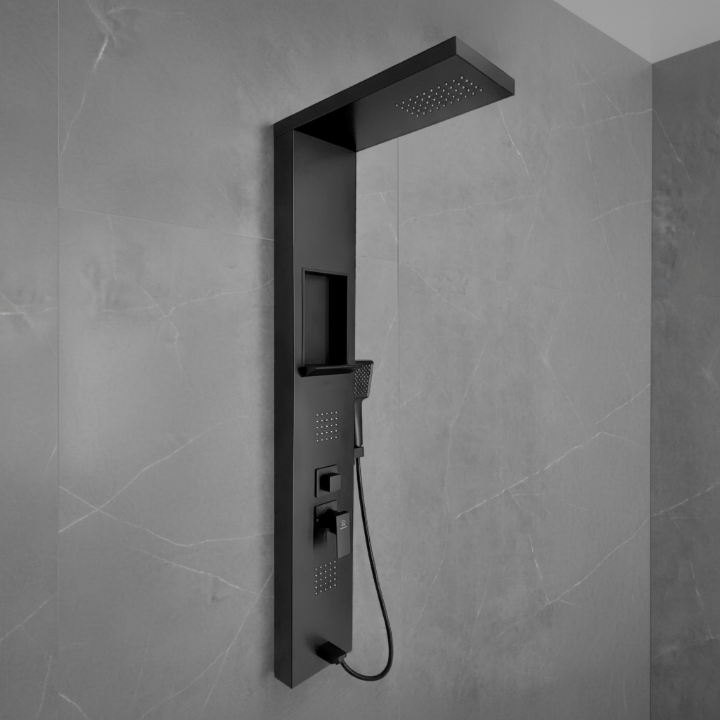 Ducha Negro mate, ducha superior - Torre Elegance - Super Ceramic Colombia