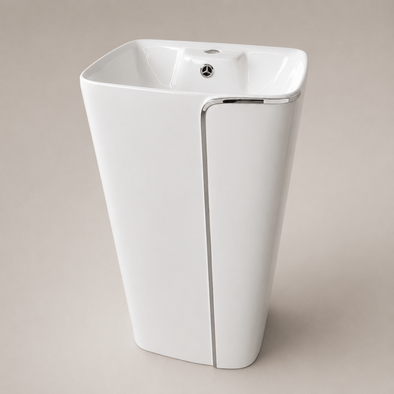 Lavamanos Tipo pedestal de base cuadrada y borde gris - Luna Blanca - Super Ceramic Colombia