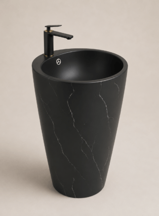 Lavamanos Tipo pedestal de base redonda - Mármol Etéreo - Super Ceramic Colombia