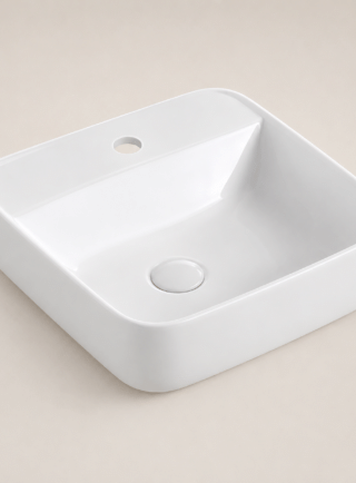 Lavamanos Cuadrado de sobreponer, blanco brillante - Aurora - Super Ceramic Colombia