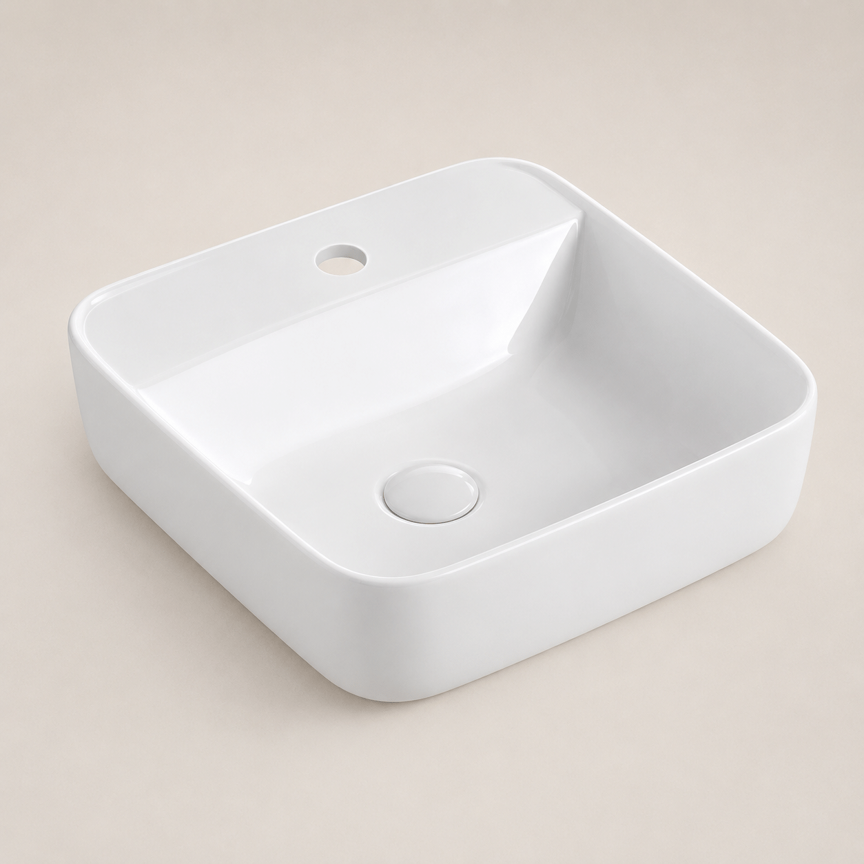 Lavamanos Cuadrado de sobreponer, blanco brillante - Aurora - Super Ceramic Colombia