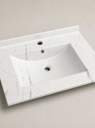 Lavamanos Rectangular de empotrar en mueble - Perla Blanca (Ref. BSA2876) - Super Ceramic Colombia
