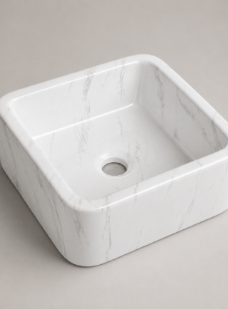 Lavamanos Cuadrado de sobreponer - Mármol Etéreo (Ref. BSA2806) - Super Ceramic Colombia