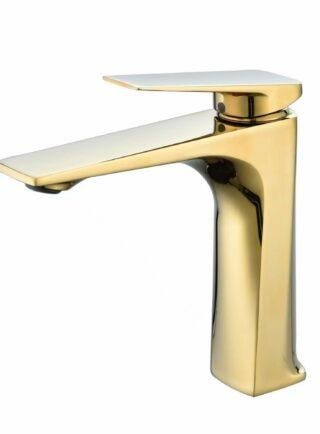 Grifo para Lavamanos De caña alta de base cuadrada, metalico - Diamond Drop (Ref. BSA4433-G) - Super Ceramic Colombia