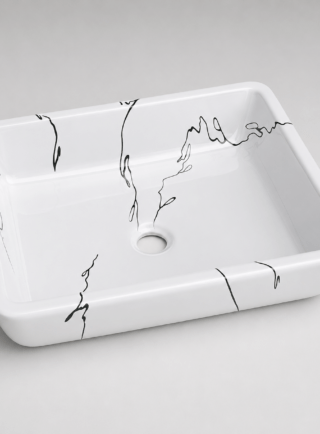 Lavamanos En forma rectangular blanco brillante con - Ola Serena - Super Ceramic Colombia