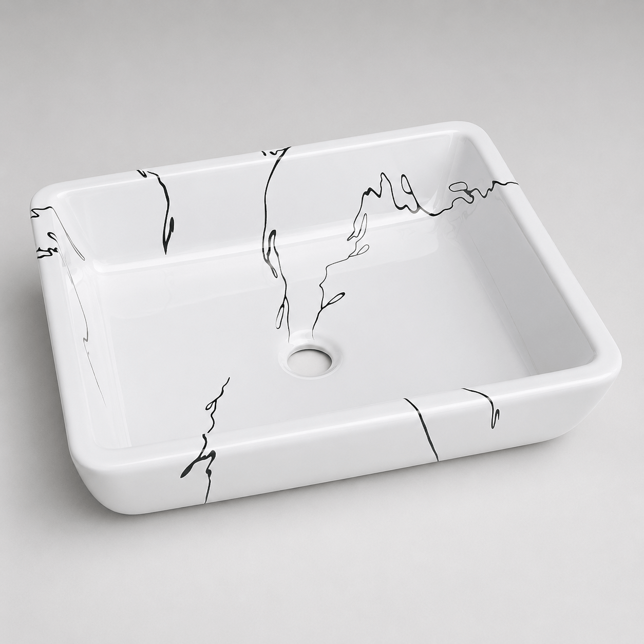 Lavamanos En forma rectangular blanco brillante con - Ola Serena - Super Ceramic Colombia