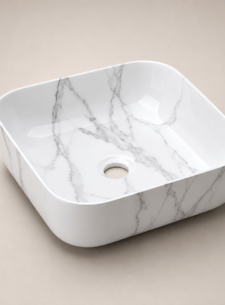 Lavamanos Cuadrado, de sobreponer - Mármol Etéreo (Ref. BSA2797-LG) - Super Ceramic Colombia