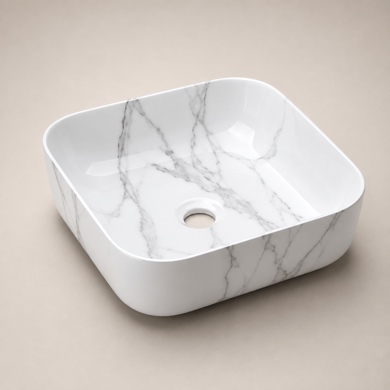 Lavamanos Cuadrado, de sobreponer - Mármol Etéreo (Ref. BSA2797-LG) - Super Ceramic Colombia