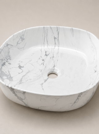 Lavamanos Cuadrado, de sobreponer - Mármol Etéreo (Ref. BSA2799-LG) - Super Ceramic Colombia