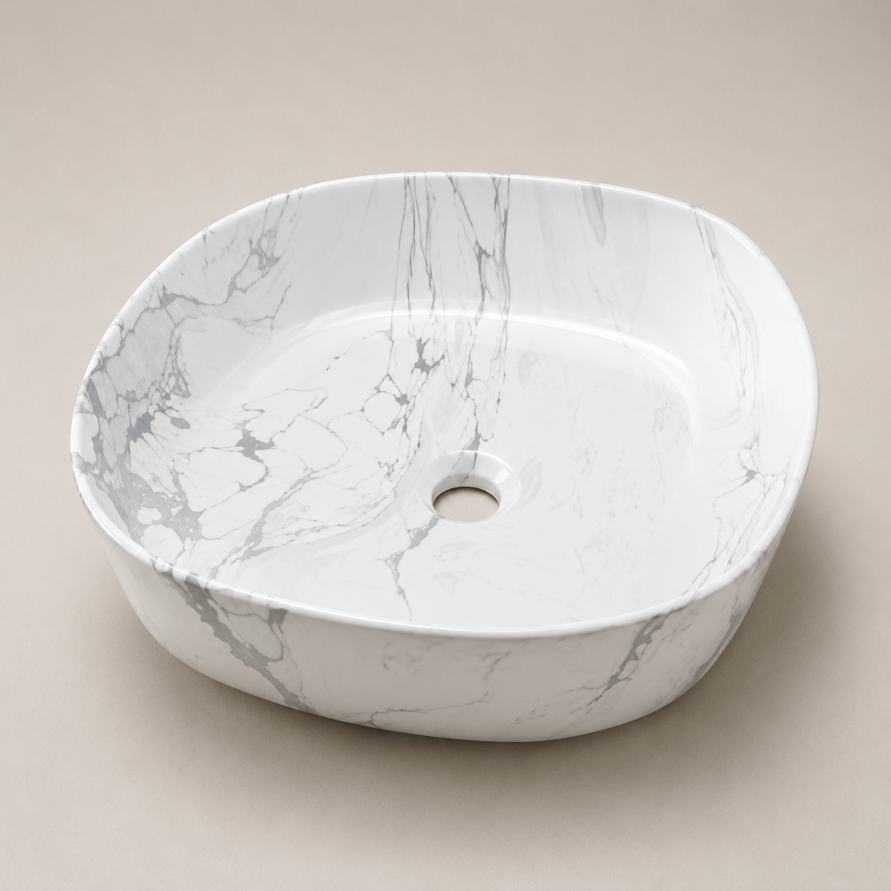 Lavamanos Cuadrado, de sobreponer - Mármol Etéreo (Ref. BSA2799-LG) - Super Ceramic Colombia