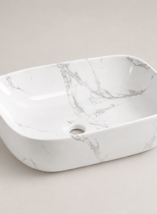 Lavamanos Rectangular, de sobreponer - Perla Blanca - Super Ceramic Colombia