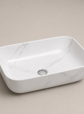 Lavamanos En forma rectangular blanco brillante con - Elegance Oval - Super Ceramic Colombia