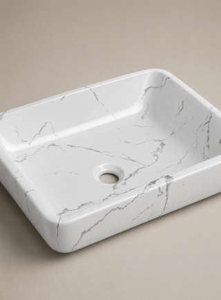 Lavamanos En forma rectangular blanco brillante con - Aurora - Super Ceramic Colombia