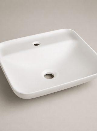 Lavamanos Cudrado de sobreponer, blanco brillante - Ola Serena - Super Ceramic Colombia