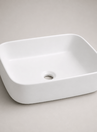 Lavamanos Rectangular de sobreponer, blanco brillante - Ola Serena - Super Ceramic Colombia
