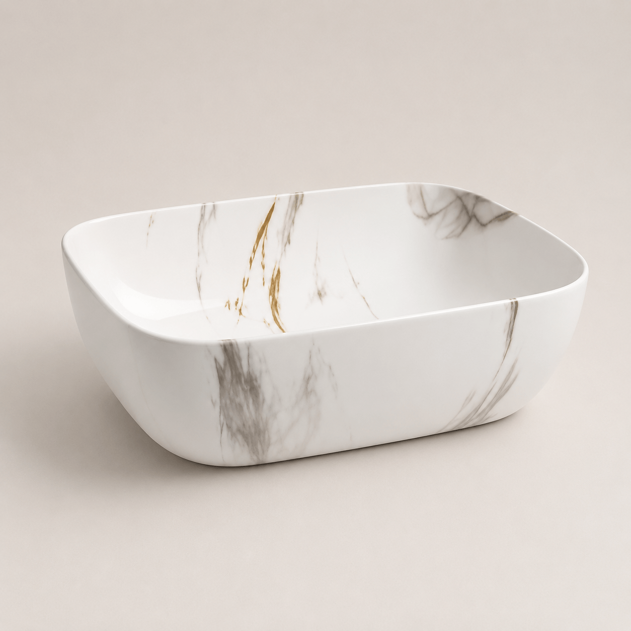 Lavamanos En forma rectangular blanco mate con vetas - Crystal Basin (Ref. BSB2693LG) - Super Ceramic Colombia