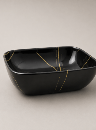 Lavamanos En forma rectangular negro mate con vetas - Serenity Basin - Super Ceramic Colombia