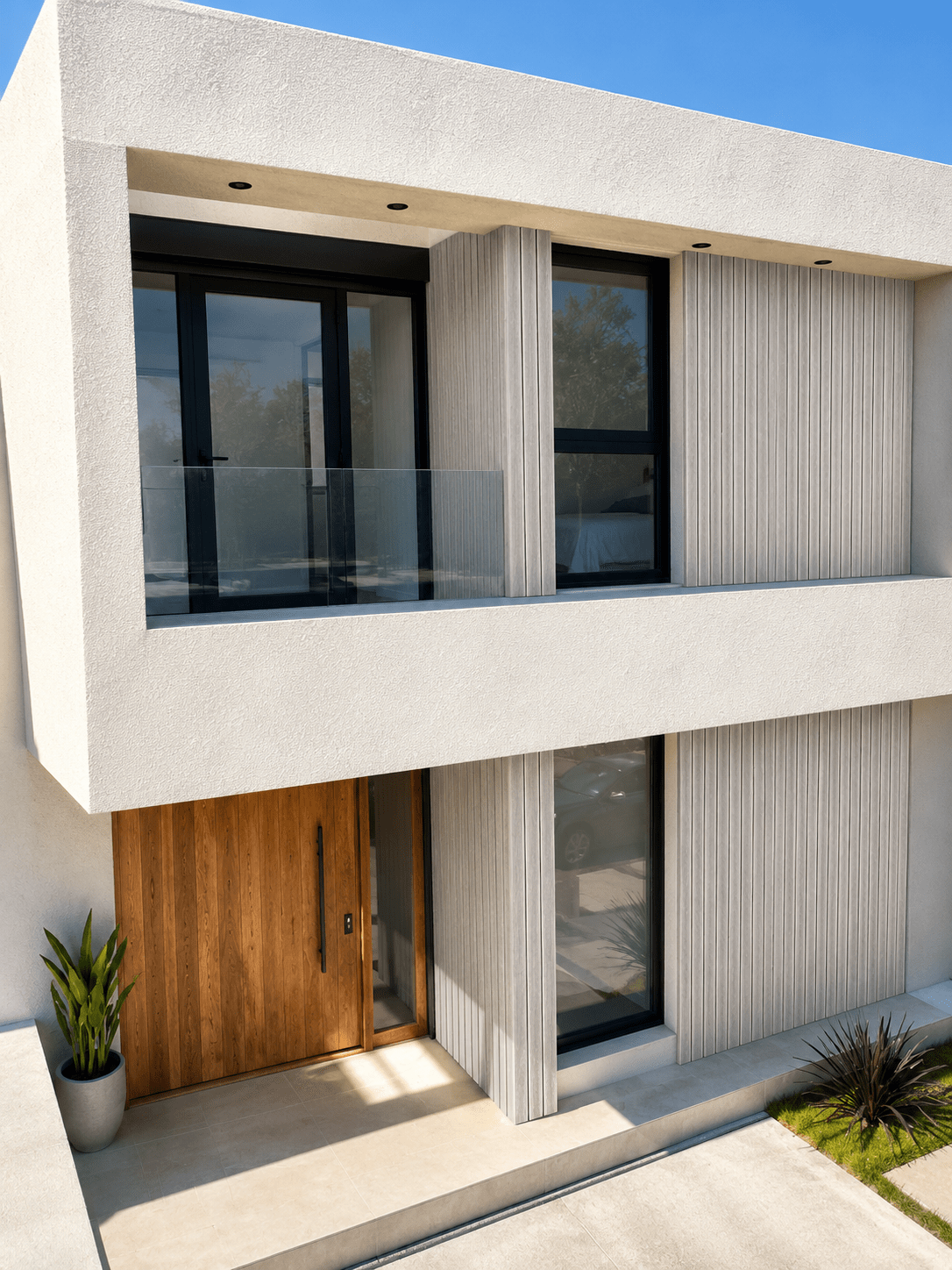 Panel WPC para pared exterior, con aristas - Bruma de Roble (Ref. GR3036) - Super Ceramic Colombia
