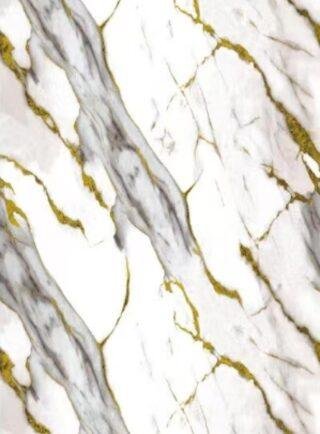 Lámina UV Blanca con vetas grises y amarillas tipo - Nube Marmórea - Super Ceramic Colombia