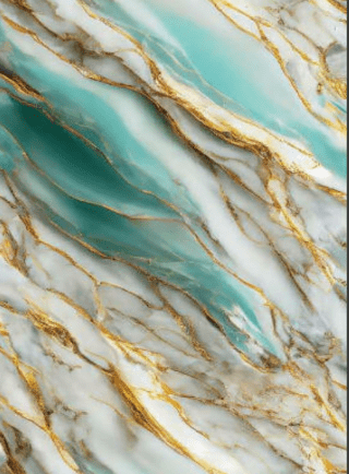 Lámina UV Blancas con vetas doradas y azulez claras - Nube Marmórea - Super Ceramic Colombia
